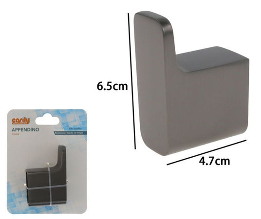 Appendino Gancio Per Accappatoio Asciugamano Stilizzato Acciaio Grigio Fumè Bagno 87936