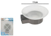 Porta Sapone Parete Stilizzato Acciaio Grigio Con Piattino Vetro Satinato Bagno 87937