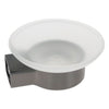 Porta Sapone Parete Stilizzato Acciaio Grigio Con Piattino Vetro Satinato Bagno 87937