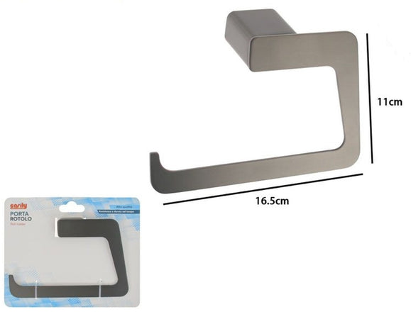 Porta Rotolo Carta Igienica Wc Stilizzato Acciaio Grigio A Muro Accessorio Bagno 87943