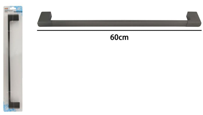 Porta Asciugamano Lungo 60cm A Parete Stilizzato Acciaio Grigio Accessorio Bagno 87944