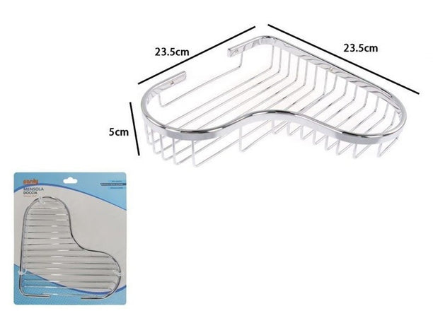 Mensola Doccia Bagno Angolare Cromata Lucida 23.5cm Cestino Porta Oggetti Cuore 87903