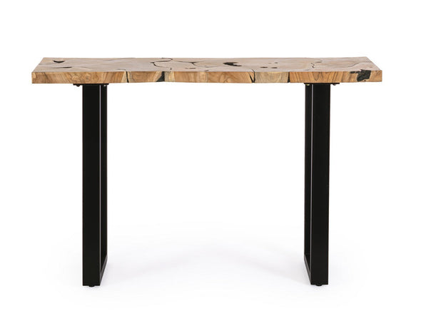 Consolle "Elwood" con piano in radici di teak originali, 120 x 40 x 75h cm
