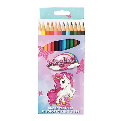 Set 12 Pastelli Matite Colorate Colori Unicorno Disegno Scuola Bambini Cancelleria 735218
