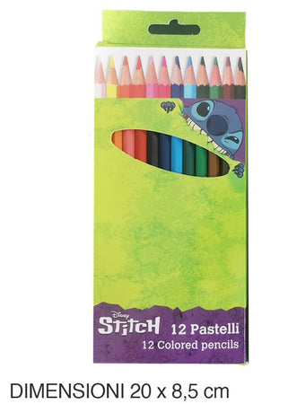 Set 12 Pastelli Matite Colorate Colori Stitch Disegno Scuola Bambini Cancelleria 951403