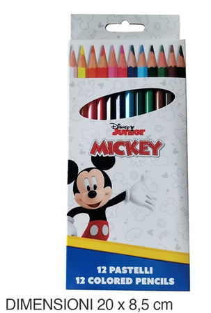Set 12 Pastelli Matite Colorate Colori Topolino Disegno Scuola Bambini Cancelleria 953421