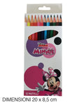Set 12 Pastelli Matite Colorate Colori Minnie Disegno Scuola Bambine Cancelleria 953445