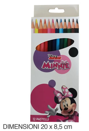 Set 12 Pastelli Matite Colorate Colori Minnie Disegno Scuola Bambine Cancelleria 953445