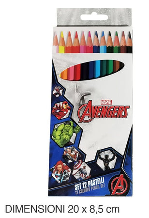 Set 12 Pastelli Matite Colorate Colori Avengers Disegno Scuola Bambini Cancelleria 955654