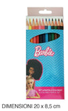 Set 12 Pastelli Matite Colorate Colori Barbie Disegno Scuola Bambine Cancelleria 955678