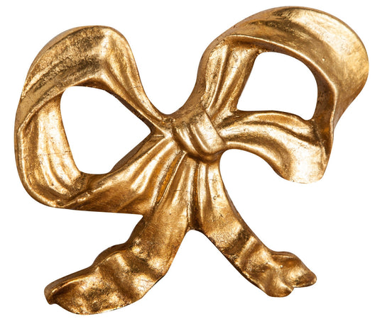 Biscottini Biscottini Decoro Fiocco in Legno Oro Anticato 14x1.5x10 Made Italy Artigianale