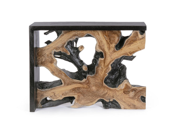 Consolle "Sherwood" con struttura interna in radici di Teak, per interno