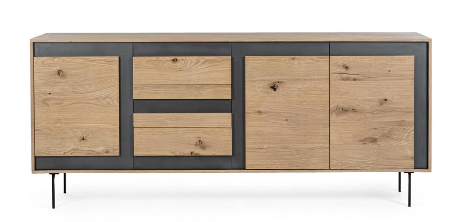 Credenza "Stanwood" con 3 ante e 3 cassetti, in mdf, finitura in rovere