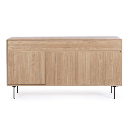 Mobile credenza "Widald" in mdf-legno di frassino, gambe in acciaio, per interno