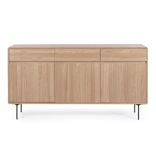Mobile credenza Widald in mdf-legno di frassino, gambe in acciaio, per interno