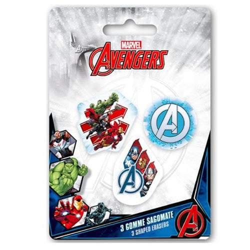 Kit Gomme Per Cancellare 3pz Sagomate Tema Avengers Cancelleria Per Bambini Scuola 953636
