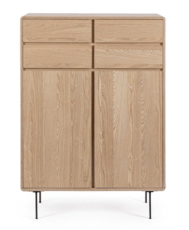 Mobile credenza "Widald" in mdf-legno di frassino, gambe in acciaio, per interno