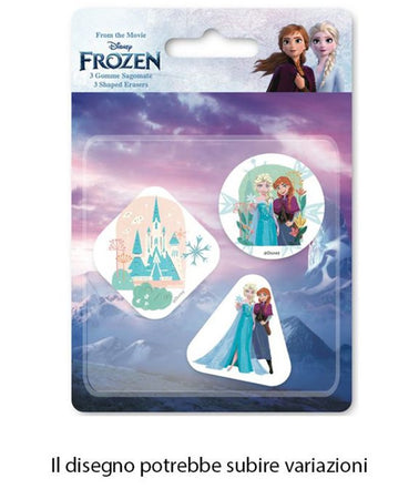 Kit Gomme Per Cancellare 3pz Sagomate Tema Frozen Cancelleria Per Bambine Scuola 953674