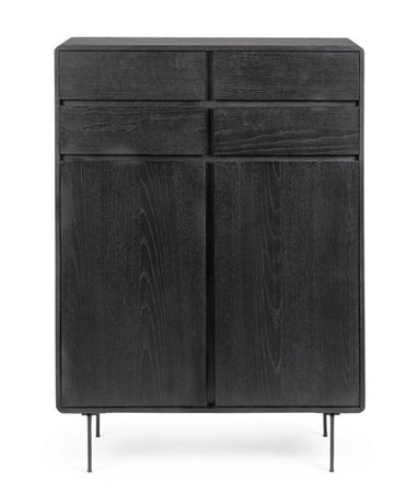 Mobile credenza "Widald" in mdf-legno di frassino, gambe in acciaio, per interno