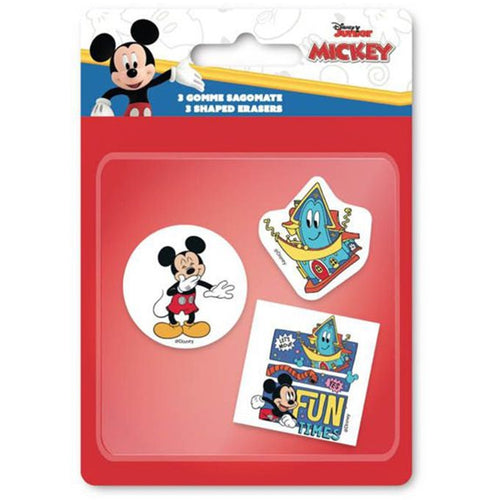 Kit Gomme Per Cancellare 3pz Sagomate Tema Topolino Cancelleria Per Bambini Scuola 953643