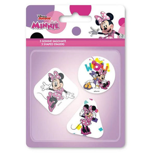 Kit Gomme Per Cancellare 3pz Sagomate Tema Minnie Cancelleria Per Bambine Scuola 953667
