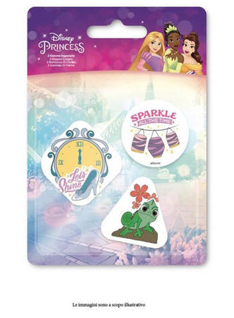 Kit Gomme Per Cancellare 3pz Sagomate Tema Principesse Cancelleria Bambine Scuola 953681