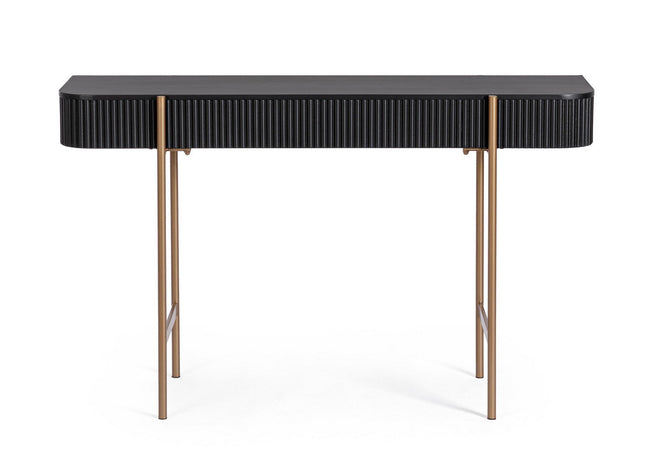 Consolle "Darcy" con struttura in acciaio, piani in vetro, da 120 x 40 x 73h cm