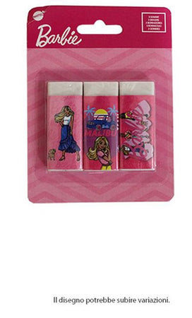 Set 3 Pz Gomme Per Cancellare Barbie Cancelleria Per Scuola Regalo Festa Bambine 961044