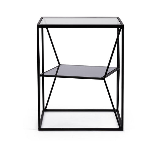 Tavolino "Hydra" struttura in acciaio e piano in vetro per interni