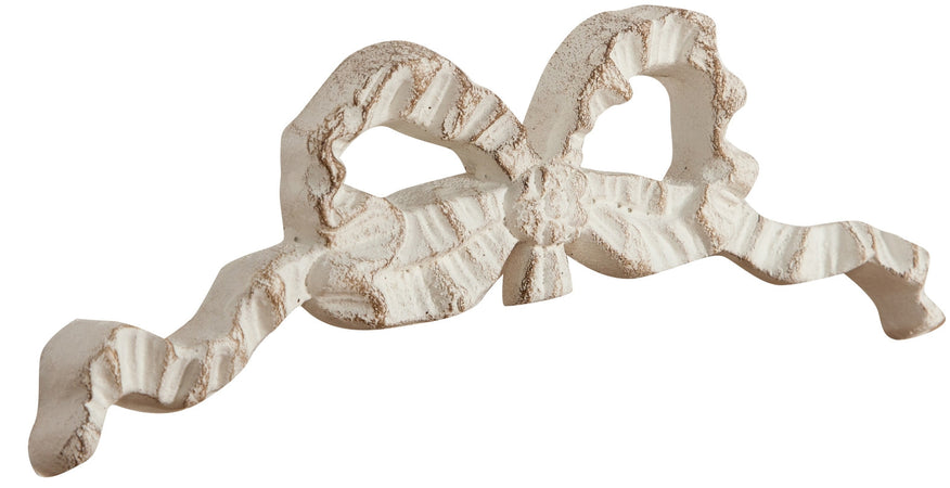 Biscottini Decoro Fiocco legno bianco anticato Biscottini 19x1.5x7 Made in Italy forma