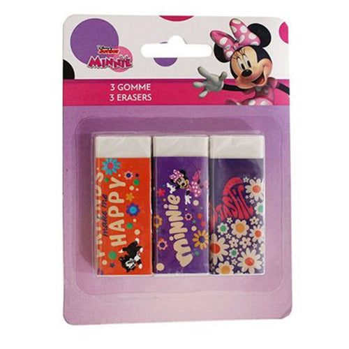 Set 3 Pz Gomme Per Cancellare Minnie Cancelleria Per Scuola Regalo Festa Bambine 961075