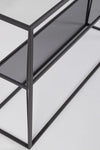 Consolle Hydra con struttura in acciaio, piani in vetro, da 120 x 32 x 75h cm
