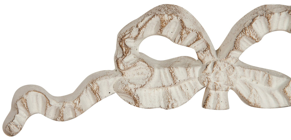 Biscottini Decoro Fiocco legno bianco anticato Biscottini 19x1.5x7 Made in Italy forma