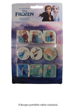 Kit Gomme Per Cancellare 9pz Sagomate Tema Frozen Cancelleria Per Bambine Scuola 955340