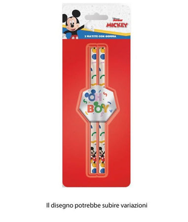 Set 2 Pz Matite Con Gomma Esagonale Grafica Topolino Cancelleria Scuola Bambini 960665