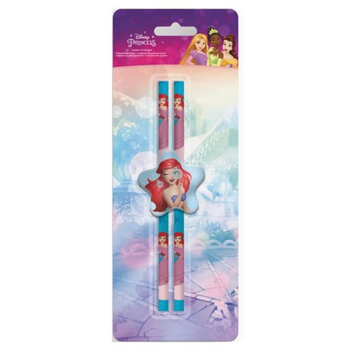 Set 2 Pz Matite Con Gomma Stella Grafica Principesse Cancelleria Scuola Bambine 960689