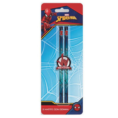 Set 2 Pz Matite Con Gomma Tonda Grafica Spiderman Cancelleria Scuola Bambini 960696