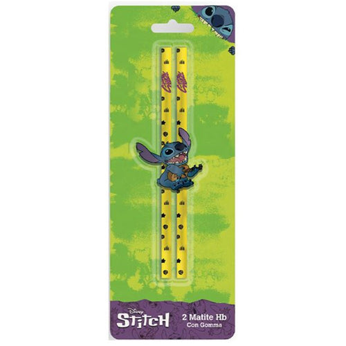 Set 2 Pz Matite Con Gomma Forma Grafica Stitch Cancelleria Scuola Bambini 960719