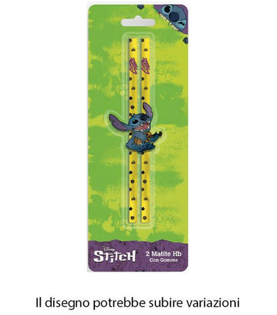 Set 2 Pz Matite Con Gomma Forma Grafica Stitch Cancelleria Scuola Bambini 960719