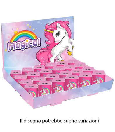 Set 24pz Temperamatite In Latta Quadrato Doppio Foro Unicorno Scuola Regali Bambine 738042