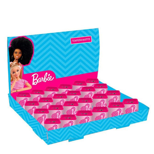 Set 24pz Temperamatite In Latta Quadrato Doppio Foro Barbie Scuola Regali Bambine 961389