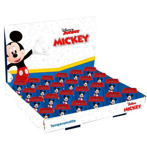 Set 24pz Temperamatite In Latta Quadrato Doppio Foro Topolino Scuola Regali Bambini 961402