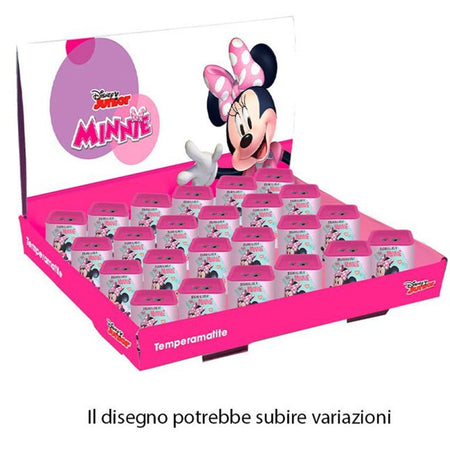 Set 24pz Temperamatite In Latta Quadrato Doppio Foro Minnie Scuola Regali Bambine 961419
