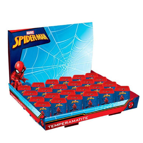 Set 24pz Temperamatite Latta Quadrato Doppio Foro Spiderman Scuola Regali Bambini 961433