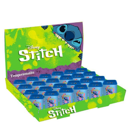 Set 24pz Temperamatite In Latta Quadrato Doppio Foro Stitch Scuola Regali Bambini 961457