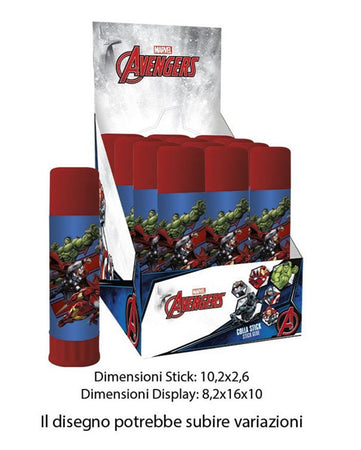 Set 12 Pz Colla Stick Da 25gr Grafica Avengers Per Scuola Regali Feste Bambini 964564