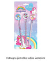 Set 3pz Matite Con Gomma Tema Magico Unicorno Accessori Disegno Scuola Bambine 735706
