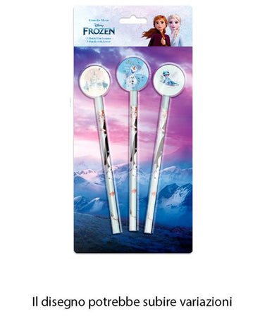 Set 3 Pz Matite Con Gomma Tema Frozen Accessori Per Disegno Scuola Bambine 955500
