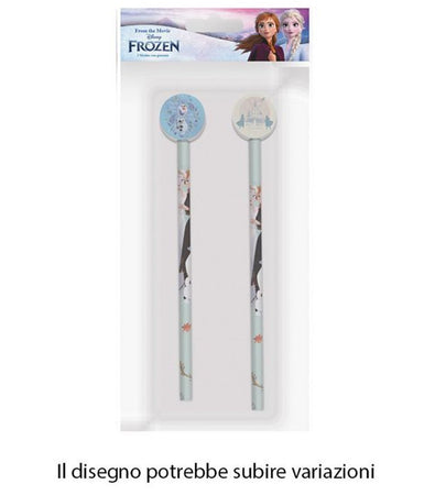 Kit 2pz Matite Con Gomma Rotonda Grafica Frozen Per Disegno Scuola Bambine 960757