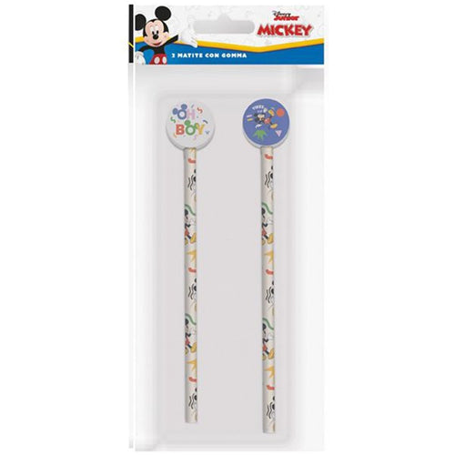 Kit 2pz Matite Con Gomma Rotonda Grafica Topolino Per Disegno Scuola Bambini 960764